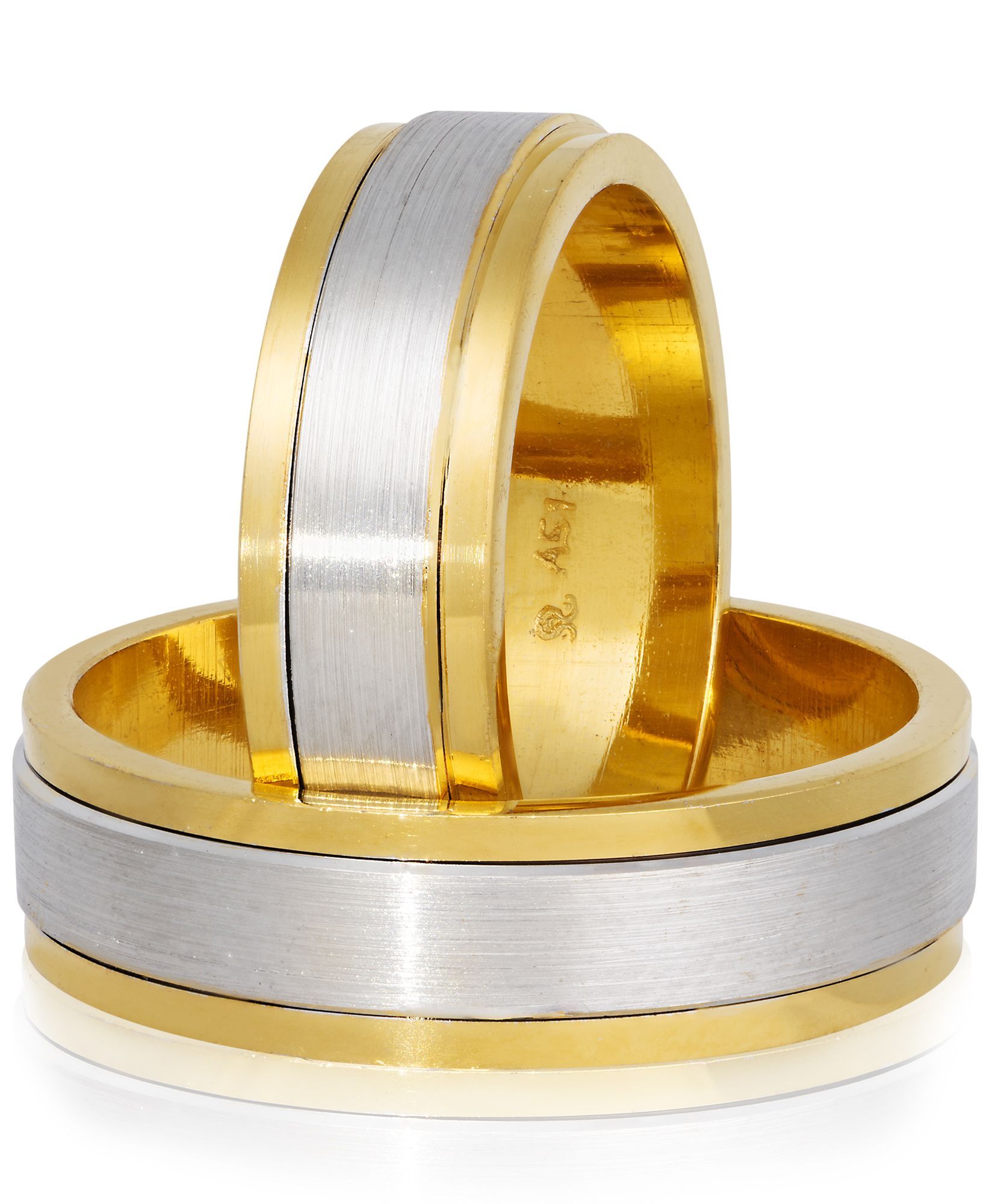 White gold & gold wedding rings 6.5mm (code S73)